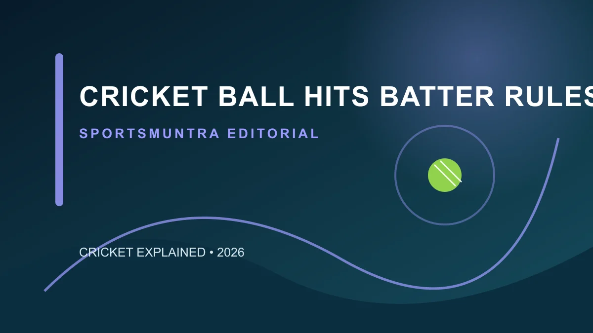 Original editorial illustration for Cricket Ball Hits Batter Rules: what happens next?