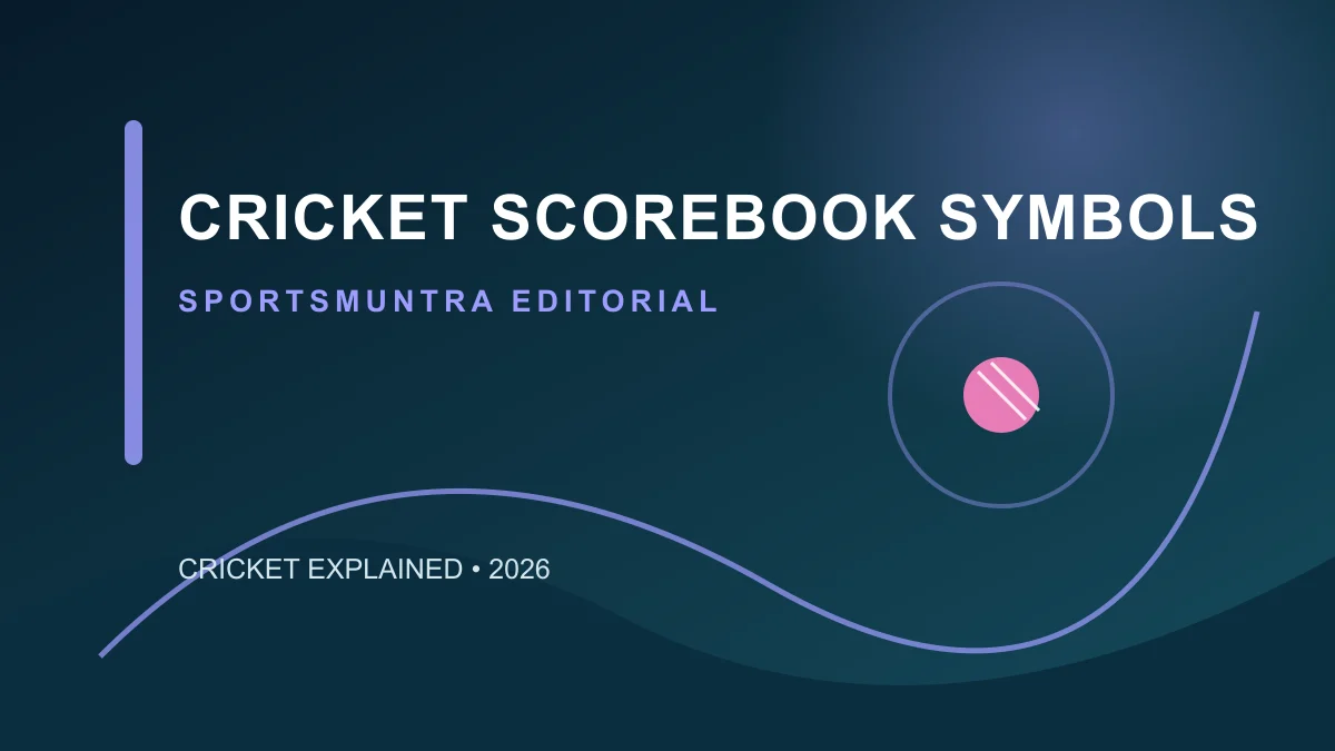 Original editorial illustration for Cricket Scorebook Symbols: common notation explained